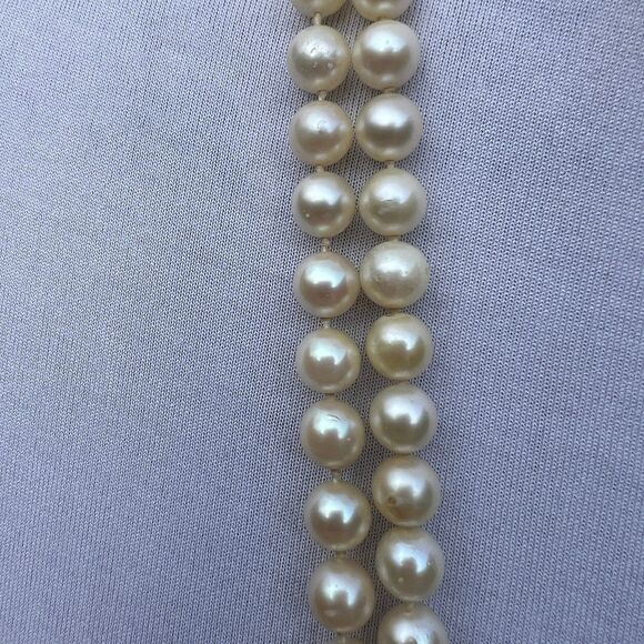 Vintage Pearl double stranded necklace 4mm 8mm - Picture 3 of 9